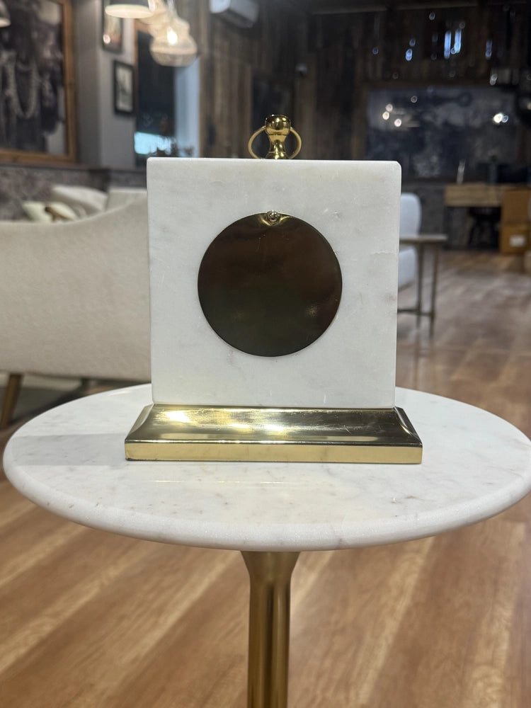 Onyx Stainless Steel Table Clock with Marble real view 5