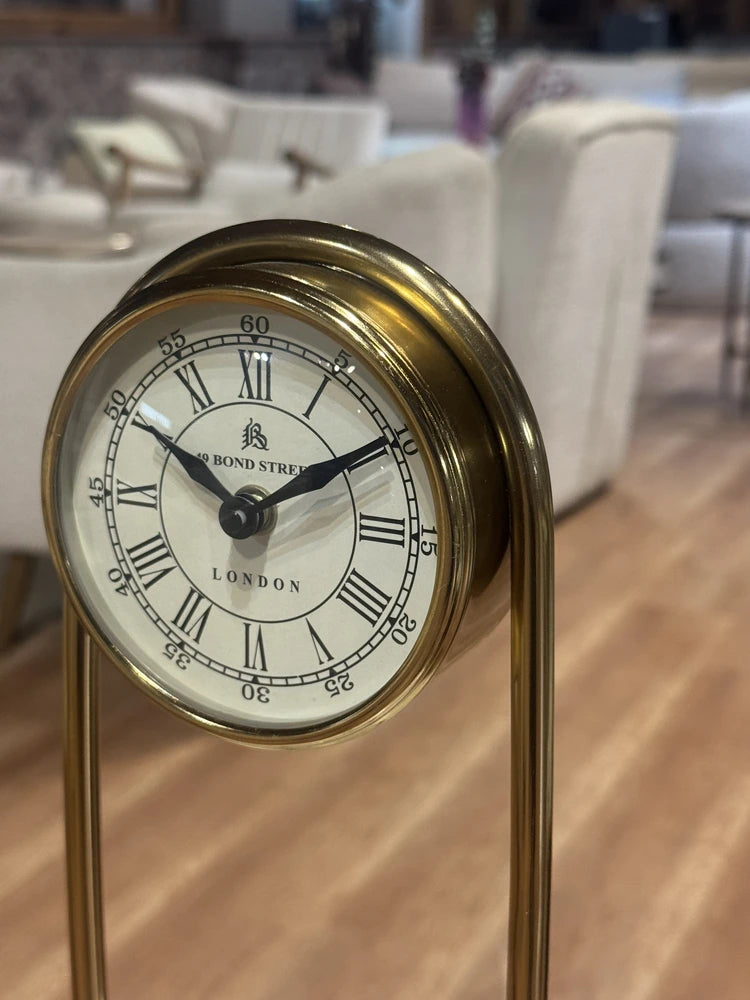 Cadre Stainless Steel Table Clock with Marble, Glass real view 5