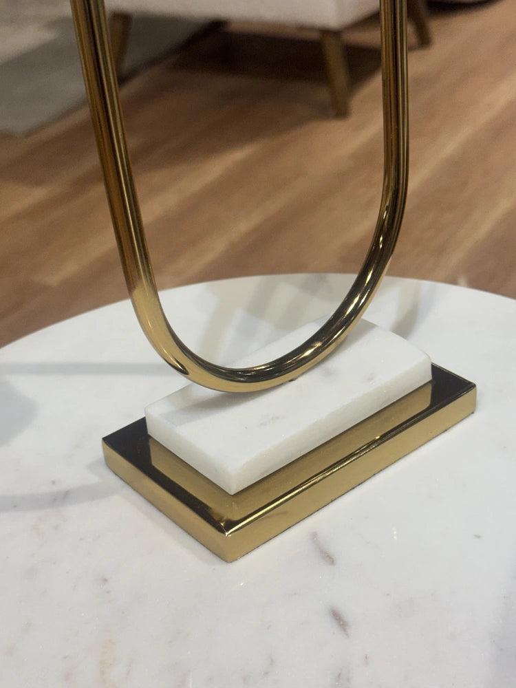 Cadre Stainless Steel Table Clock with Marble, Glass real view 7