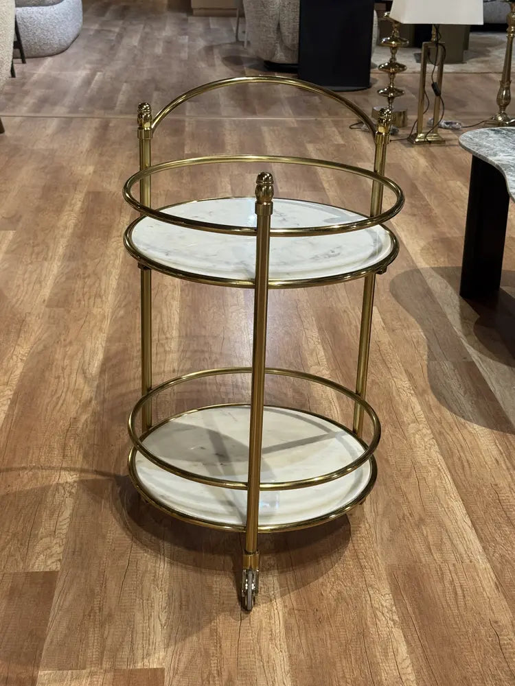 Lorne Stainless Steel Aluminium Trolley - White Marble real view 2