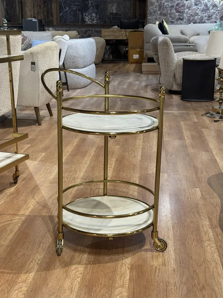 Lorne Stainless Steel Aluminium Trolley - White Marble real view 3
