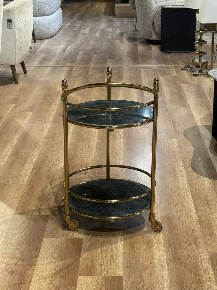Lorne Stainless Steel Aluminium Trolley - Green Marble real view 1