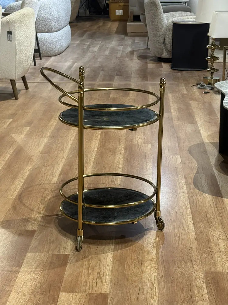 Lorne Stainless Steel Aluminium Trolley - Green Marble real view 2