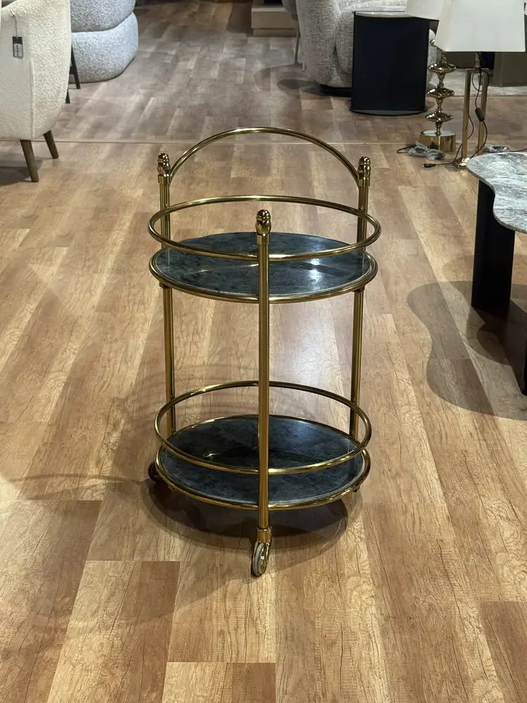 Lorne Stainless Steel Aluminium Trolley - Green Marble real view 3