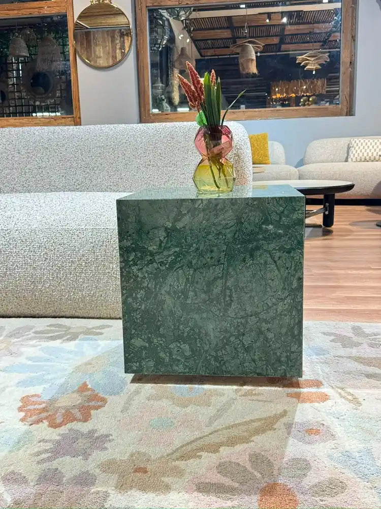 Sable Marble SideTable with Wheel - Green Marble real view 1