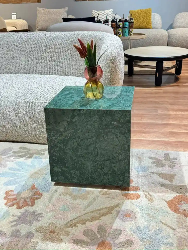 Sable Marble SideTable with Wheel - Green Marble real view 2