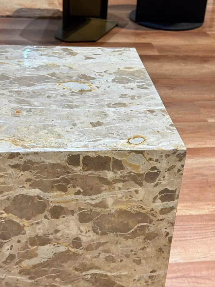 Sable Marble SideTable with Wheel - Panther Marble real view 4