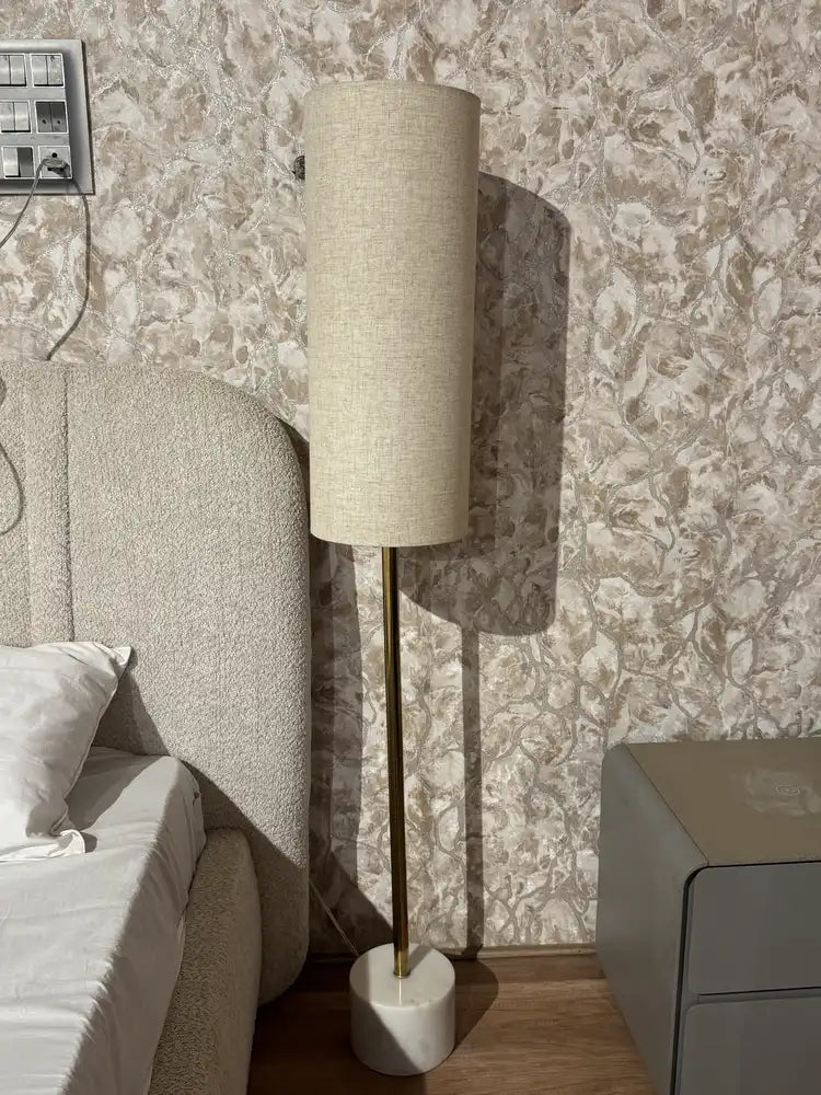 Bronte White Banswara Marble Base Floor Lamp real view 1