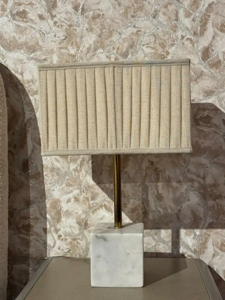 Pearl White Banswara Marble Base Table Lamp real view 1