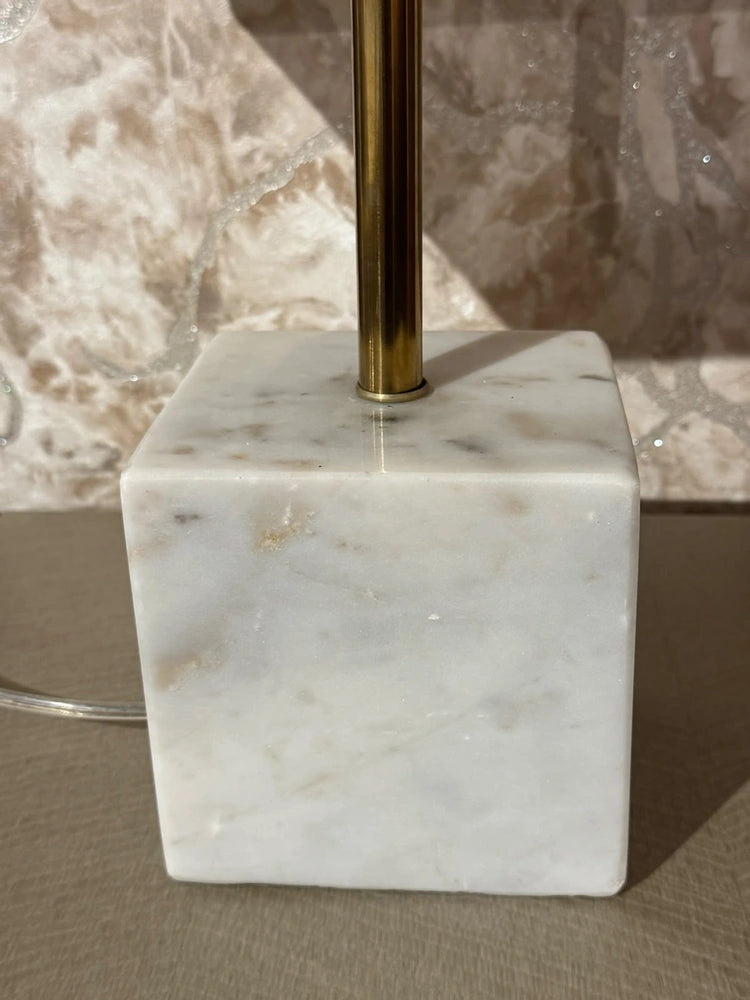 Pearl White Banswara Marble Base Table Lamp real view 4