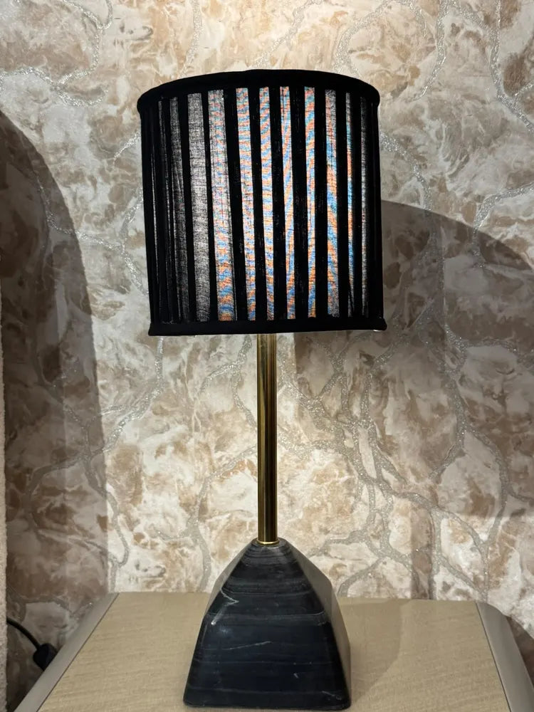 Tilda Black Marble Base Table Lamp real view 2