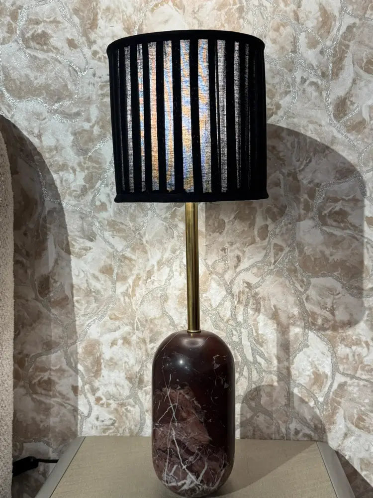 Ruby Red Marble Base Table Lamp real view 2