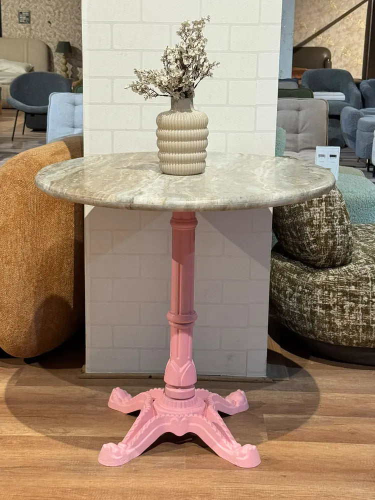 Avalon Sawar Marble Restaurant Table with Metal Legs - Large real view 1