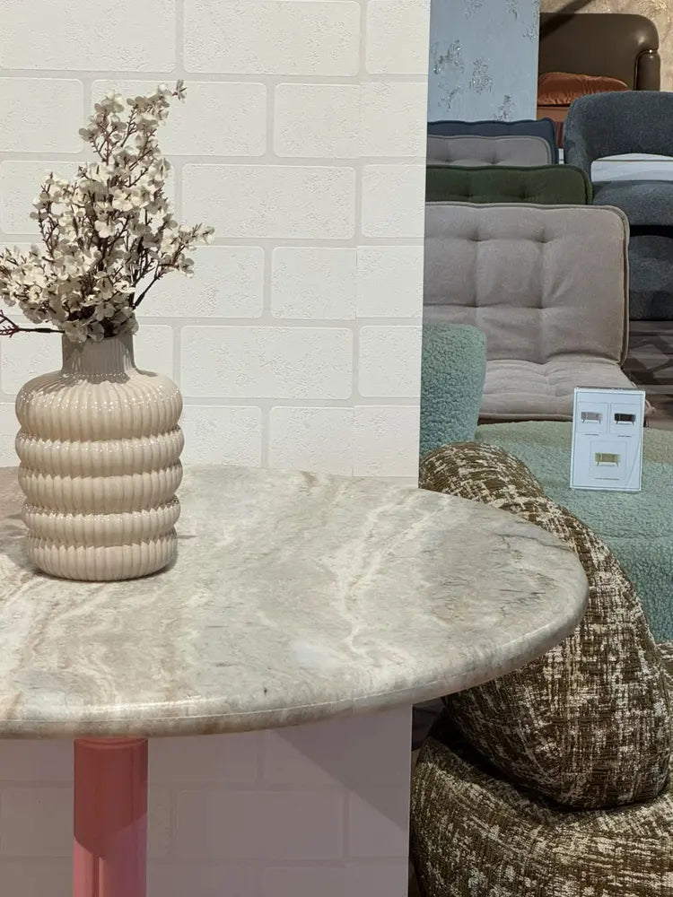 Avalon Sawar Marble Restaurant Table with Metal Legs - Large real view 4