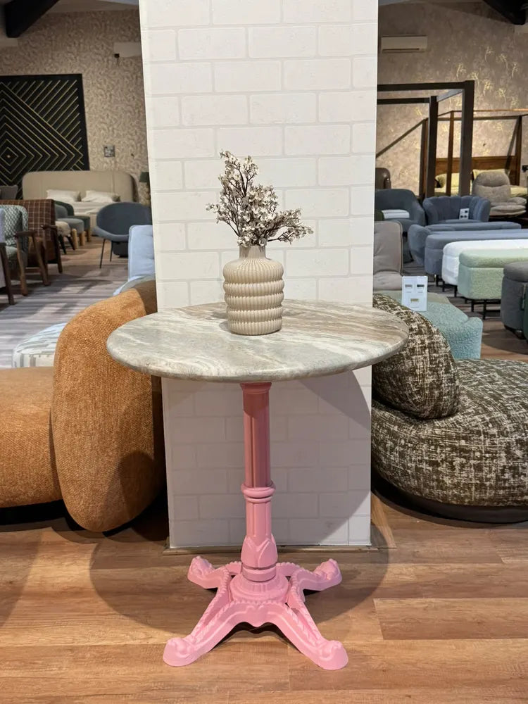Avalon Sawar Marble Restaurant Table with Metal Legs - Medium real view 1