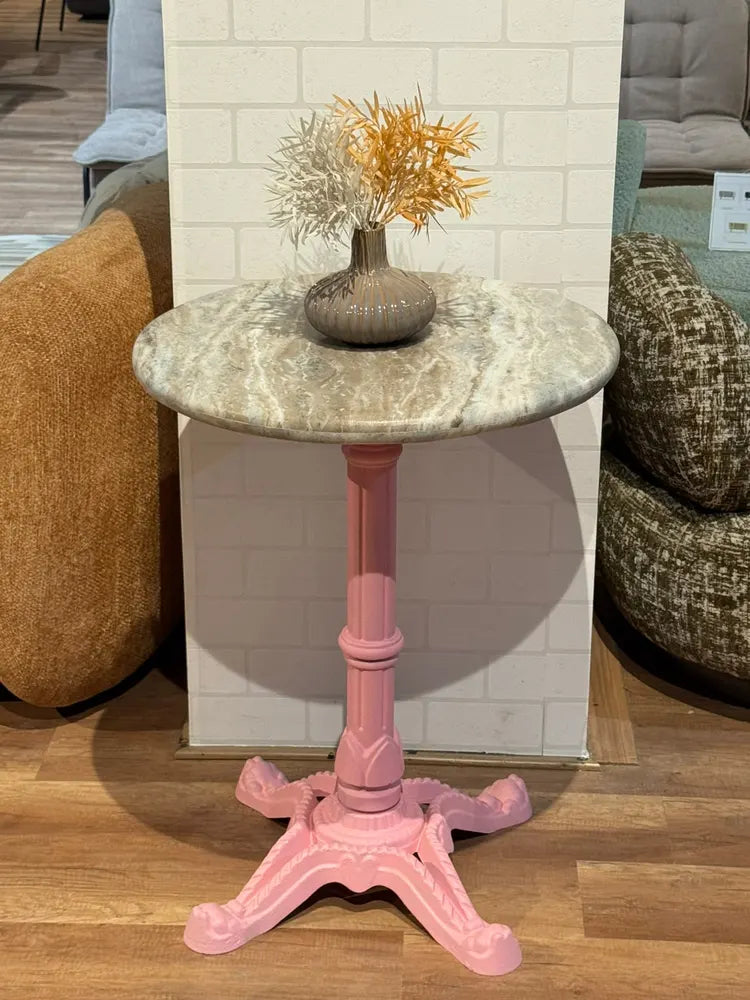 Avalon Sawar Marble Restaurant Table with Metal Legs - Small real view 2