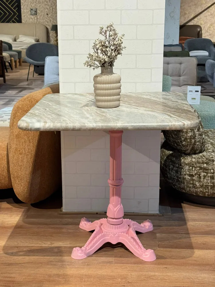Calloway Sawar Marble Restaurant Table with Metal Legs - Large real view 1