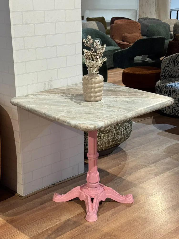 Calloway Sawar Marble Restaurant Table with Metal Legs - Large real view 4