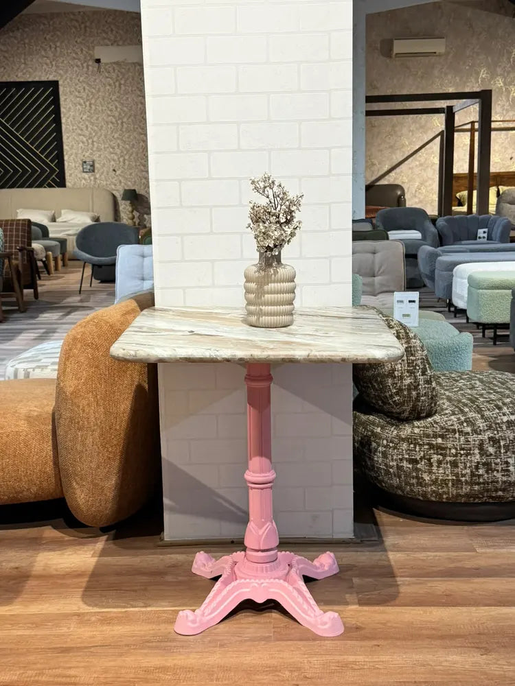 Calloway Sawar Marble Restaurant Table with Metal Legs - Medium real view 1