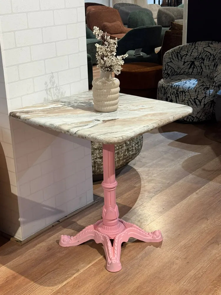 Calloway Sawar Marble Restaurant Table with Metal Legs - Medium real view 3