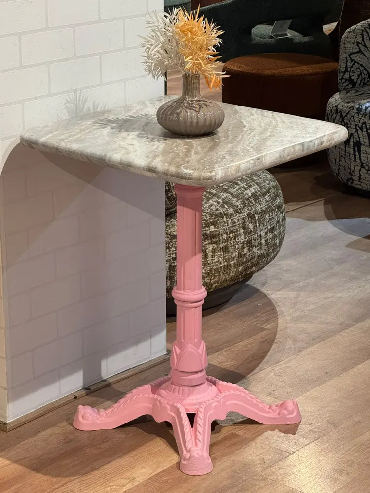 Calloway Sawar Marble Restaurant Table with Metal Legs - Small real view 2