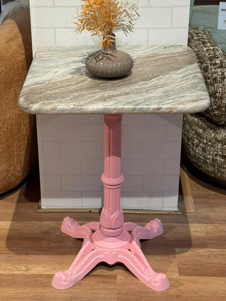 Calloway Sawar Marble Restaurant Table with Metal Legs - Small real view 3