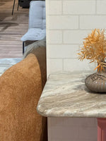 Calloway Sawar Marble Restaurant Table with Metal Legs - Small thumbnail 4
