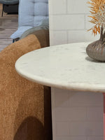 Glacier White Banswara Marble Restaurant Table with Metal Legs - Large thumbnail 3