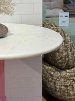 Glacier White Banswara Marble Restaurant Table with Metal Legs - Large thumbnail 4