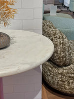 Glacier White Banswara Marble Restaurant Table with Metal Legs - Medium thumbnail 4