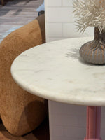 Glacier White Banswara Marble Restaurant Table with Metal Legs - Medium thumbnail 5