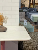 Frost White Banswara Marble Restaurant Table with Metal Legs - Large thumbnail 4