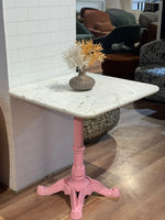 Frost White Banswara Marble Restaurant Table with Metal Legs - Medium thumbnail 3