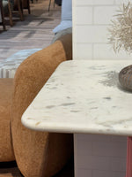 Frost White Banswara Marble Restaurant Table with Metal Legs - Medium thumbnail 5
