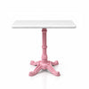 Sterling White Banswara Marble Restaurant Table with Metal Legs - Large