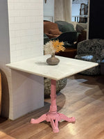 Sterling White Banswara Marble Restaurant Table with Metal Legs - Large thumbnail 4