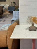 Sterling White Banswara Marble Restaurant Table with Metal Legs - Large thumbnail 5