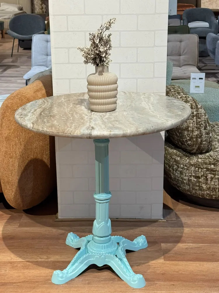 Haven Sawar Marble Restaurant Table with Metal Legs - Large real view 1