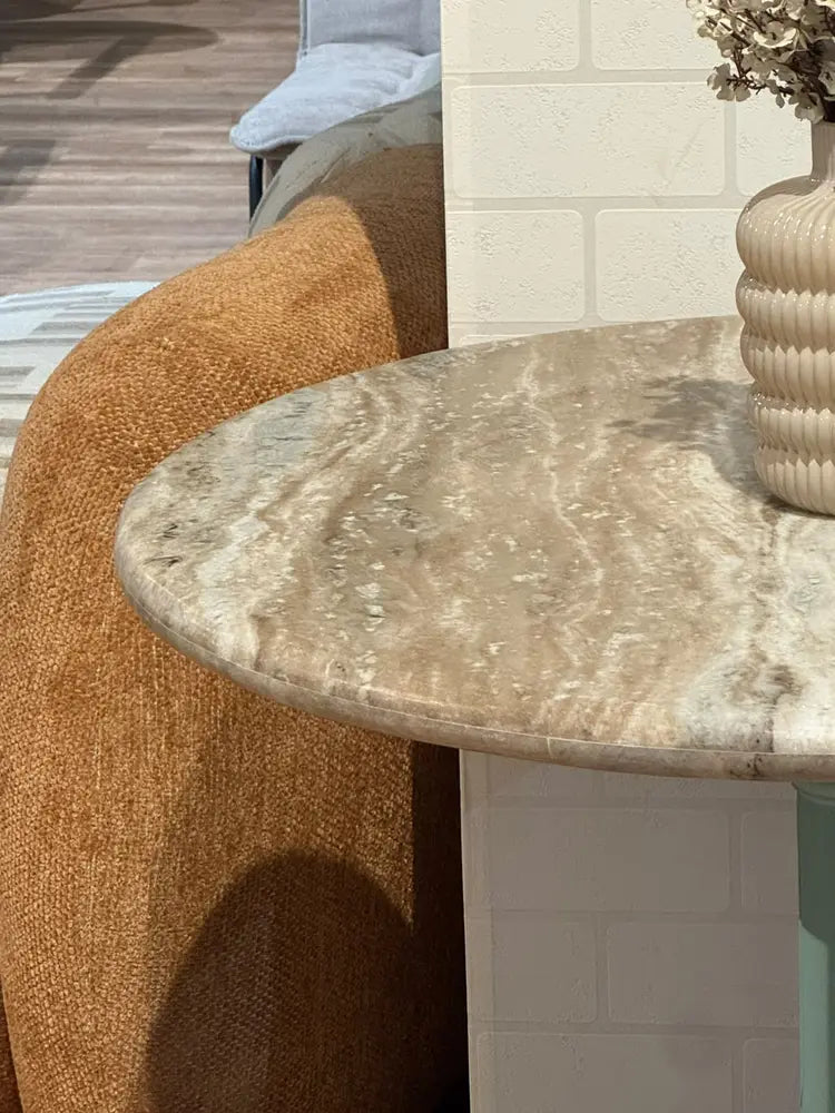 Haven Sawar Marble Restaurant Table with Metal Legs - Large real view 3