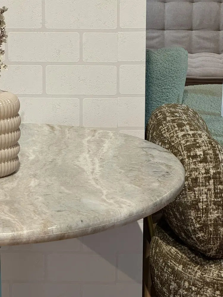 Haven Sawar Marble Restaurant Table with Metal Legs - Medium real view 4