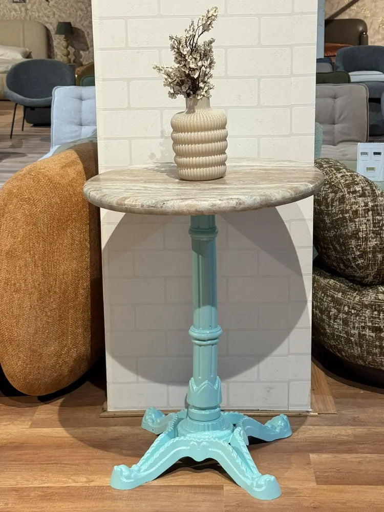 Haven Sawar Marble Restaurant Table with Metal Legs - Small real view 1