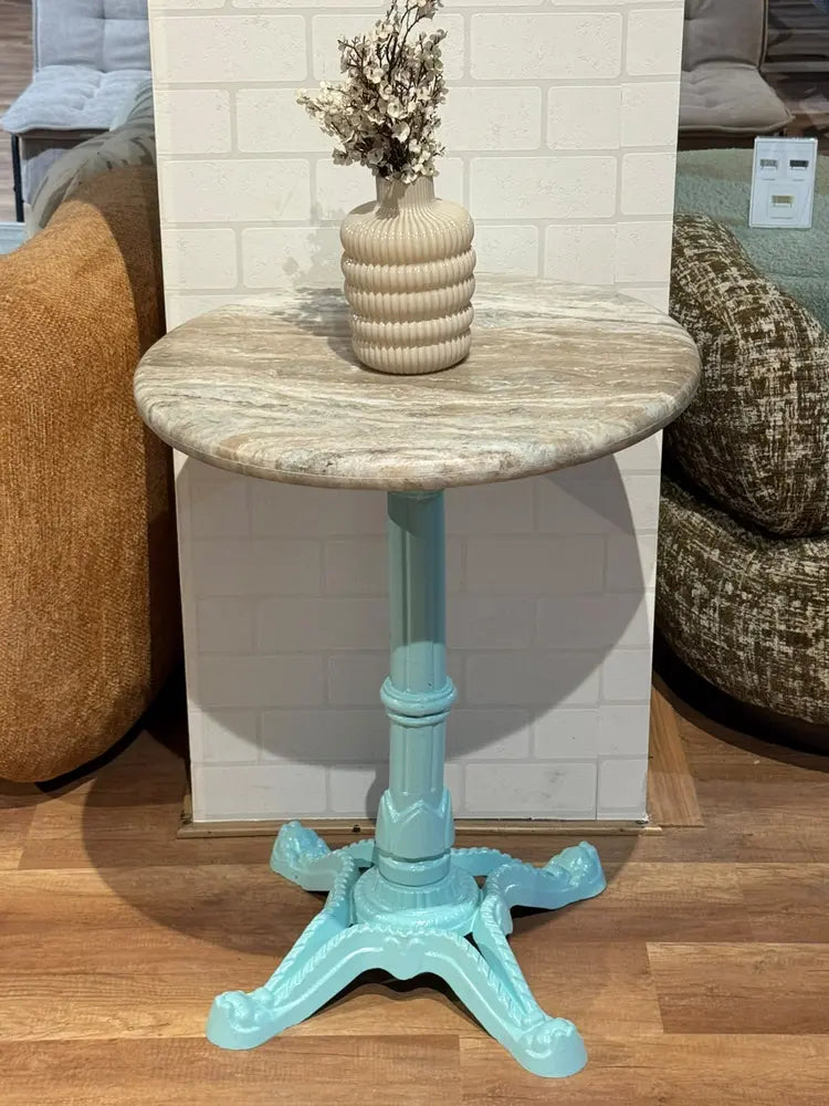 Haven Sawar Marble Restaurant Table with Metal Legs - Small real view 2