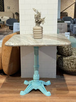 Ridgeway Sawar Marble Restaurant Table with Metal Legs - Large thumbnail 1