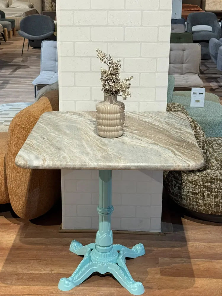 Ridgeway Sawar Marble Restaurant Table with Metal Legs - Large real view 2