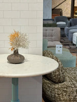 Mercer White Banswara Marble Restaurant Table with Metal Legs - Large thumbnail 4