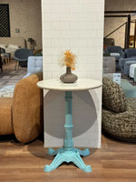 Mercer White Banswara Marble Restaurant Table with Metal Legs - Small thumbnail 1