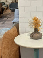 Mercer White Banswara Marble Restaurant Table with Metal Legs - Small thumbnail 4