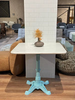 Beacon White Banswara Marble Restaurant Table with Metal Legs - Large thumbnail 1