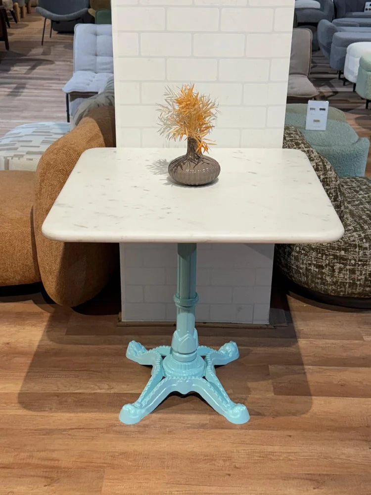 Beacon White Banswara Marble Restaurant Table with Metal Legs - Large real view 2