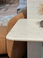 Beacon White Banswara Marble Restaurant Table with Metal Legs - Large thumbnail 3